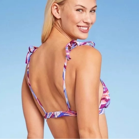 Women’s Shoulder Tie Triangle Bikini Top - Shade & Shore™ Ulti Anial Print Sz M - Picture 2 of 7